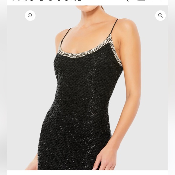 Mac Duggal  93551 Black Beaded Spaghetti Strap Column Gown Size 14 NWT - Picture 2 of 10